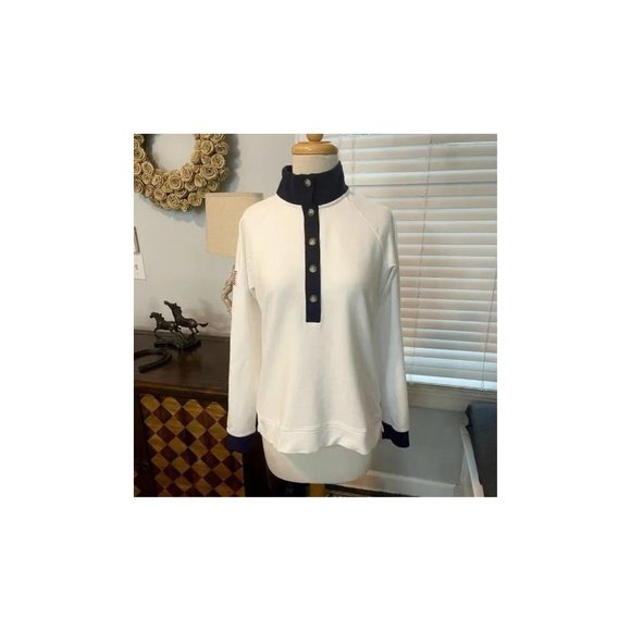 Renwick Golf NWT Women's White & Navy Flag Button Mock Jacket - Picture 2 of 5